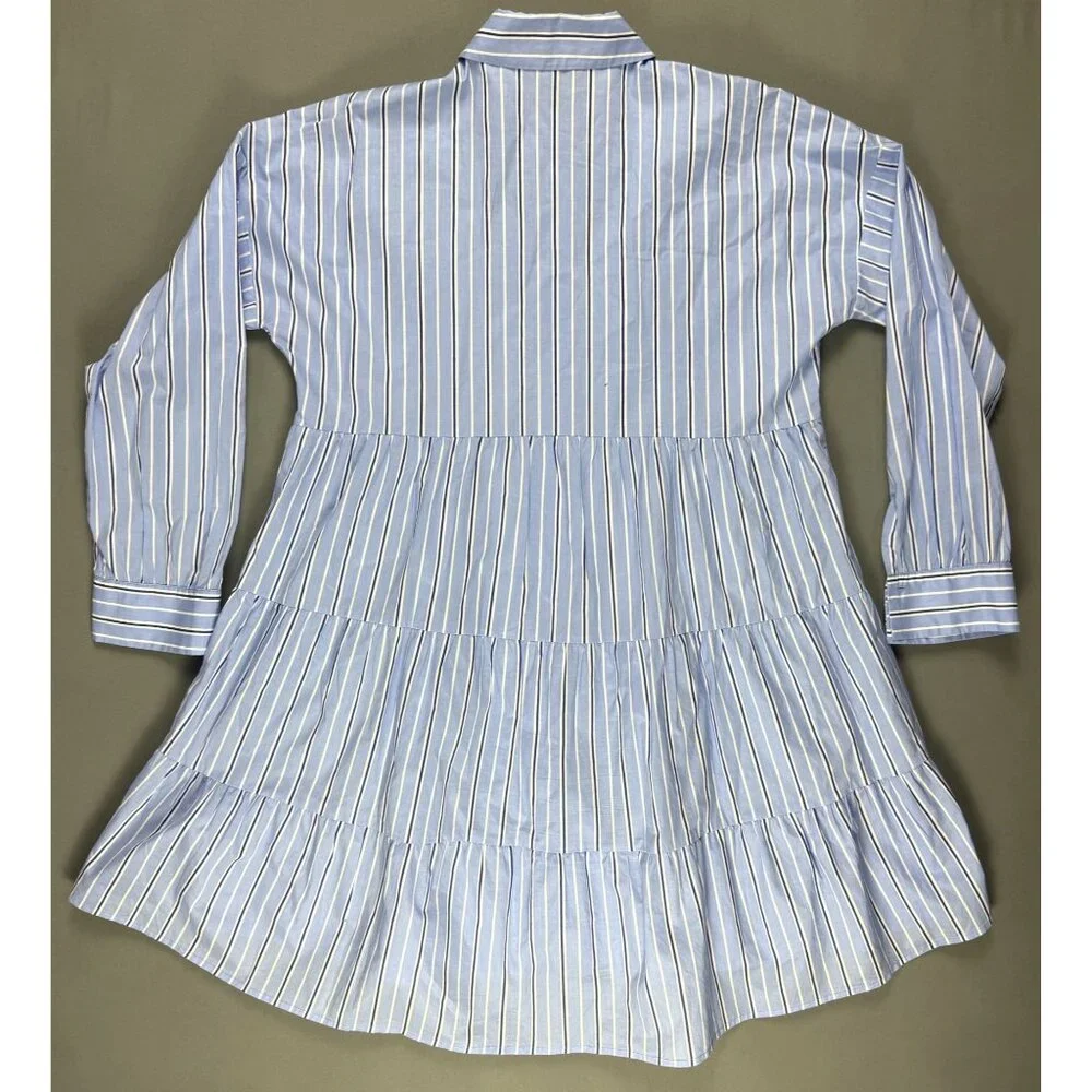 Tuckernuck Pomander Place Shades of Blue Stripe Cara Dress Shirt Mini Preppy S - Picture 4 of 8